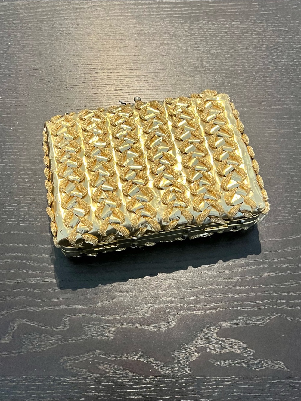 Vintage Gold Woven Evening Clutch